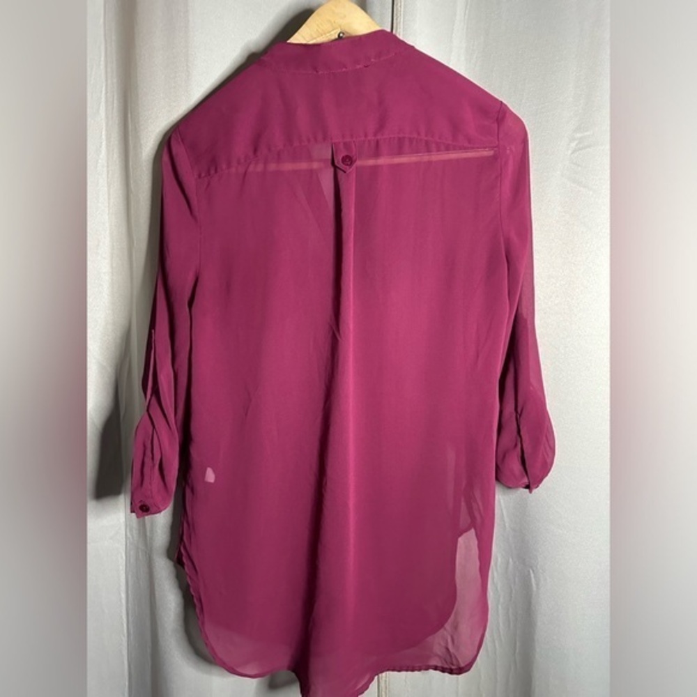 IZ‎ Byer Womens Half Button Sheer Blouse size Medium